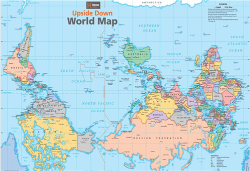 Upside Down World Map